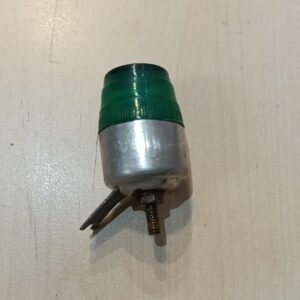 Piloto Gemo verde soporte aluminio para moto clásica.